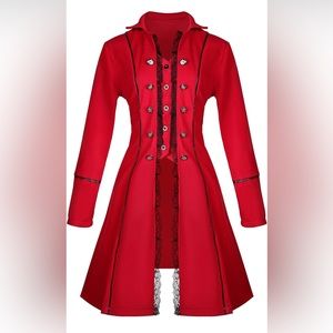 Steampunk, Pirate, Circus Ringmaster, Halloween, double breasted red coat. M